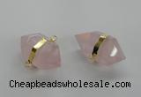 NGC260 18*30mm - 20*35mm faceted nuggets rose quartz connectors