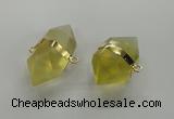 NGC261 18*30mm - 20*35mm faceted nuggets lemon quartz connectors