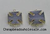 NGC274 22*22mm - 24*24mm blue lace agate gemstone connectors