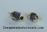 NGC340 15*20mm - 18*25mm faceted nuggets amethyst connectors