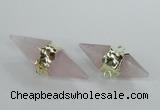 NGC347 18*30mm - 15*45mm faceted bicone rose quartz connectors