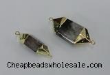 NGC414 10*25mm - 15*35mm faceted nuggets green phantom quartz connectors