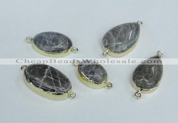 NGC417 15*20mm - 18*25mm freeform labradorite gemstone connectors