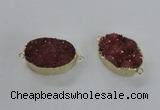 NGC473 20*30mm oval druzy agate gemstone connectors wholesale