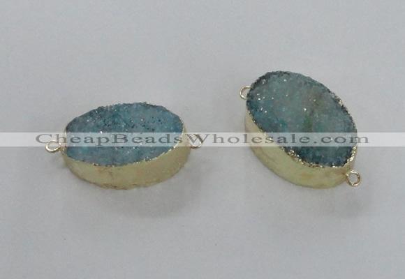 NGC474 20*30mm oval druzy agate gemstone connectors wholesale