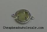 NGC5023 20mm flat round lemon quartz with rhinestone connectors