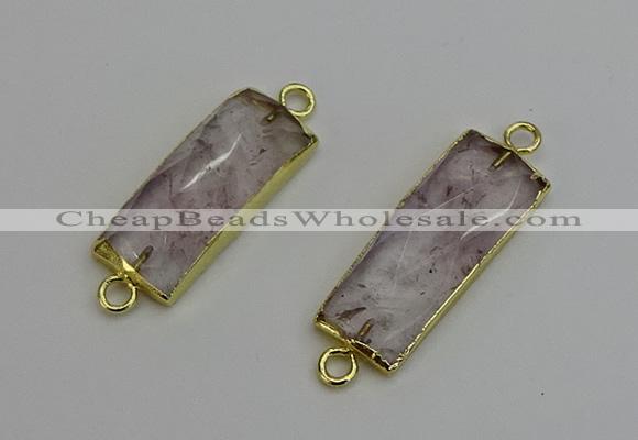 NGC5076 12*30mm - 15*35mm faceted rectangle light amethyst connectors