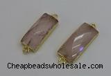 NGC5077 12*30mm - 15*35mm faceted rectangle rose quartz connectors