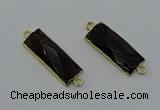 NGC5081 12*30mm - 15*30mm faceted rectangle smoky quartz connectors