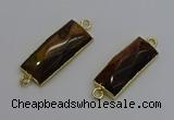 NGC5086 12*30mm - 15*35mm faceted rectangle yellow tiger eye connectors