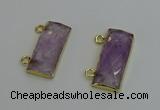 NGC5097 12*30mm - 15*35mm faceted rectangle light amethyst connectors