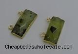 NGC5100 12*30mm - 15*35mm rectangle green rutilated quartz connectors