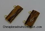 NGC5106 12*30mm - 15*35mm faceted rectangle yellow tiger eye connectors