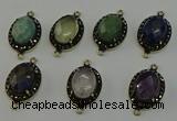 NGC5137 16*20mm oval mixed gemstone connectors wholesale