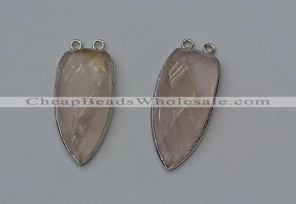 NGC5140 16*35mm - 18*40mm arrowhead rose quartz connectors