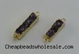 NGC5265 8*25mm - 10*32mm rectangle druzy amethyst connectors