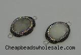 NGC5333 22*28mm oval plated druzy agate connectors wholesale