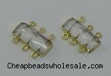 NGC5350 12*30mm - 15*30mm faceted rectangle white crystal connectors