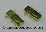 NGC5356 12*30mm - 15*30mm rectangle green rutilated quartz connectors