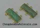 NGC5359 12*30mm - 15*30mm faceted rectangle amazonite connectors