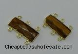 NGC5363 12*30mm - 15*30mm faceted rectangle yellow tiger eye connectors