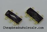 NGC5367 12*30mm - 15*30mm faceted rectangle amethyst connectors