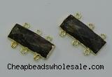 NGC5370 12*30mm - 15*30mm faceted rectangle labradorite connectors