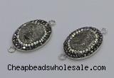 NGC5470 18*25mm oval plated druzy agate gemstone connectors