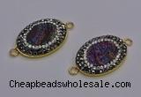 NGC5483 18*25mm oval plated druzy agate gemstone connectors