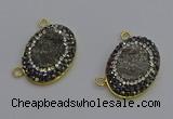 NGC5500 18*25mm oval plated druzy agate gemstone connectors