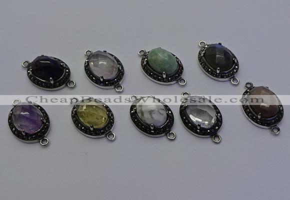 NGC5545 16*20mm oval mixed gemstone connectors wholesale