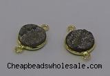 NGC5594 15mm - 16mm coin plated druzy agate connectors wholesale