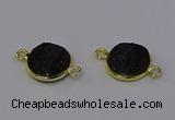 NGC5601 15mm - 16mm coin plated druzy agate connectors wholesale