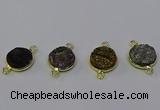 NGC5602 15mm - 16mm coin plated druzy agate connectors wholesale