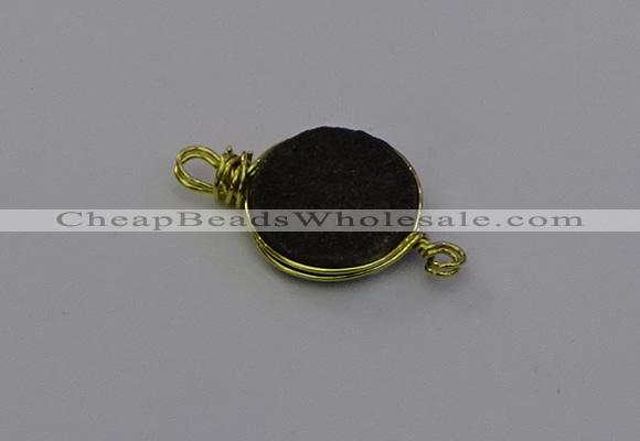 NGC5611 15mm - 16mm coin plated druzy quartz connectors wholesale