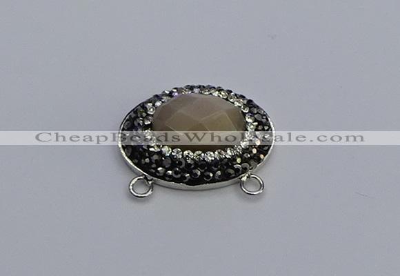 NGC5655 18*25mm faceted oval moonstone gemstone connectors