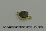 NGC5778 12mm coin plated druzy agate connectors wholesale