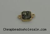 NGC5788 10*10mm square plated druzy agate connectors wholesale