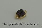 NGC5792 10*10mm square plated druzy agate connectors wholesale