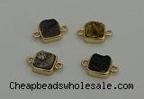 NGC5796 10*10mm square plated druzy agate connectors wholesale