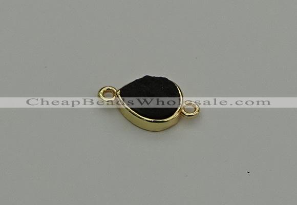 NGC5804 10*14mm flat teardrop plated druzy agate connectors