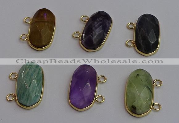 NGC5828 13*25mm faceted oval mixed gemstone connectors wholesale