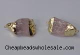 NGC583 18*25mm - 22*30mm nuggets rose quartz gemstone connectors