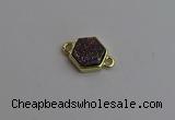 NGC5853 12*12mm hexagon plated druzy agate connectors wholesale