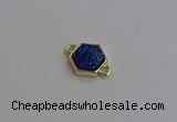 NGC5854 12*12mm hexagon plated druzy agate connectors wholesale