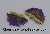 NGC5874 35*55mm - 40*60mm freeform druzy amethyst connectors