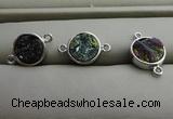 NGC6005 12mm coin plated druzy agate connectors wholesale