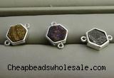 NGC6007 12*12mm hexagon plated druzy agate connectors wholesale