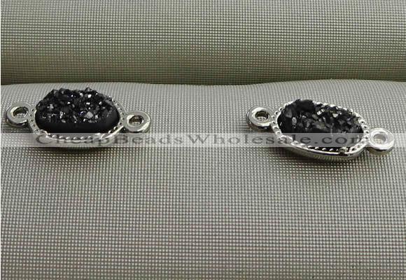 NGC6014 5*8mm oval plated druzy agate connectors wholesale