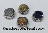 NGC634 24*25mm - 26*28mm freeform plated druzy agate connectors